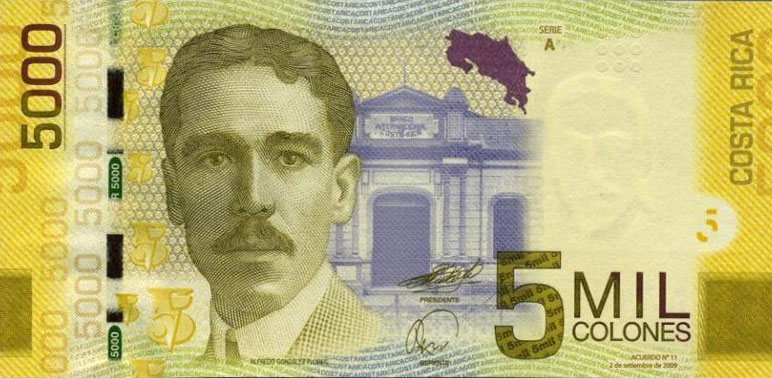 Front of Costa Rica p276a: 5000 Colones from 2009