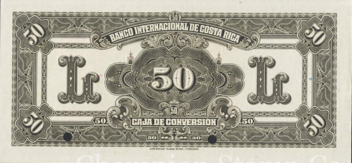 Back of Costa Rica p188s: 50 Colones from 1924