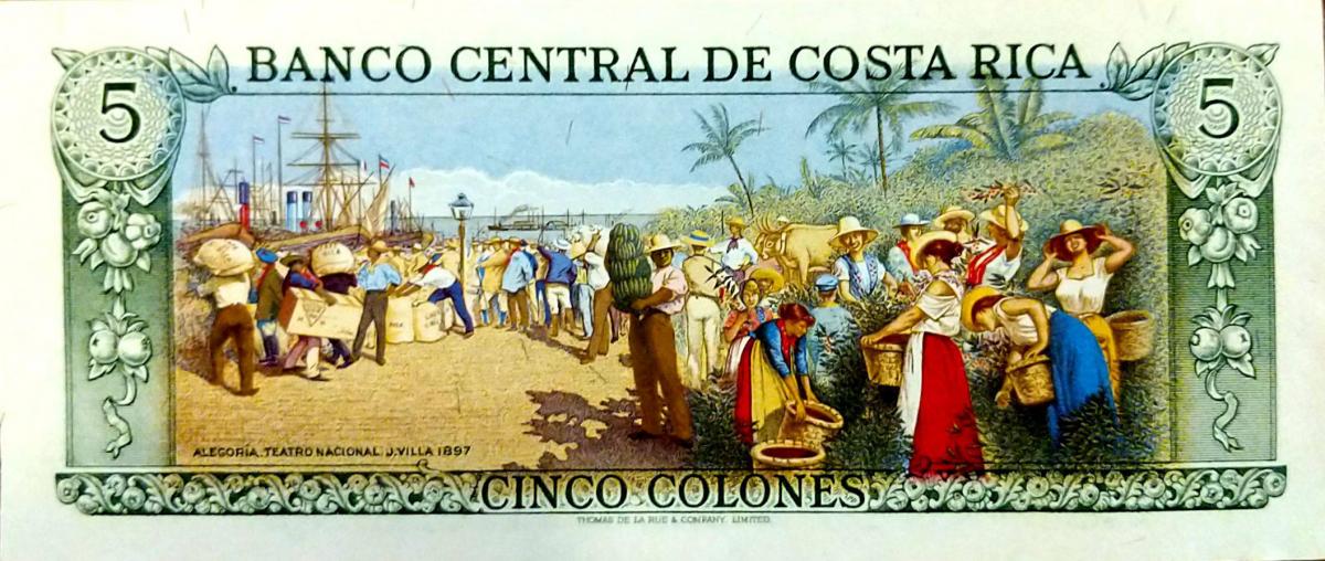 Back of Costa Rica p236x: 5 Colones from 1933