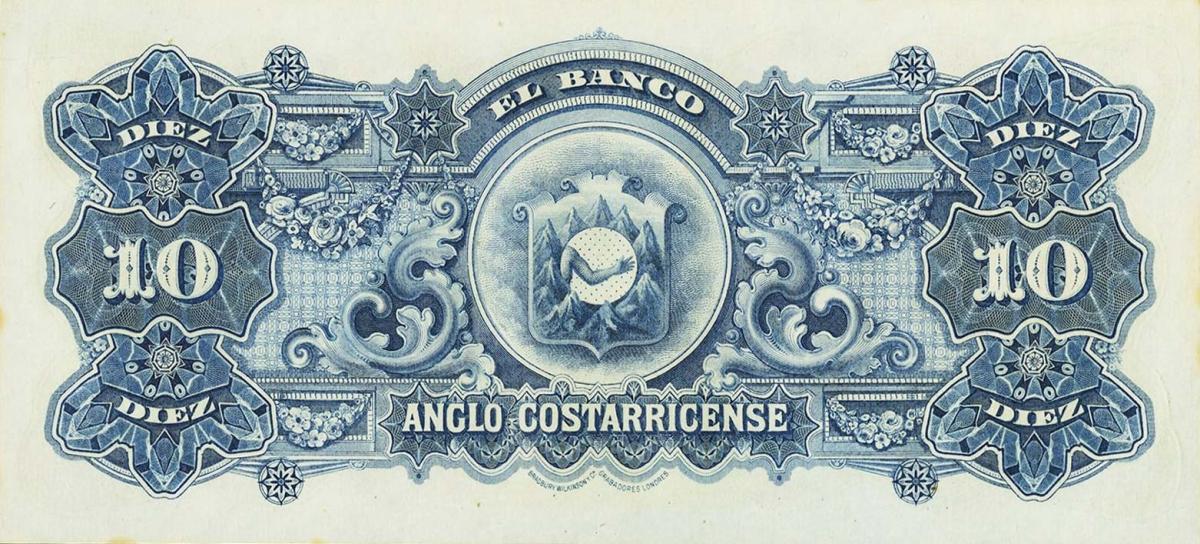 Back of Costa Rica pS123r: 10 Colones from 1903