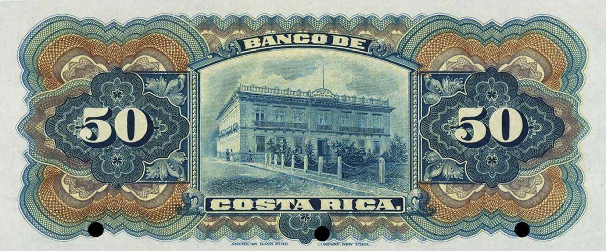 Back of Costa Rica pS176s1: 50 Colones from 1901
