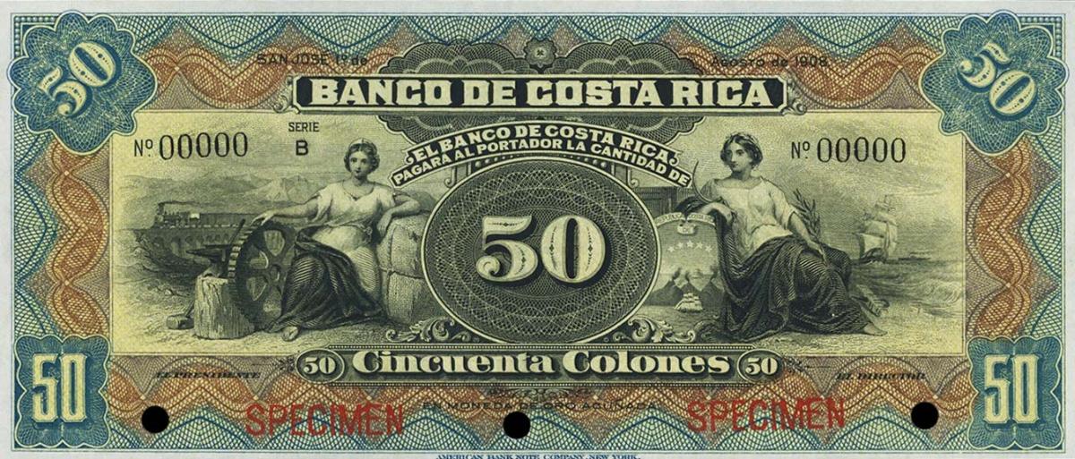 Front of Costa Rica pS176s1: 50 Colones from 1901