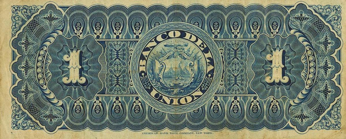 Back of Costa Rica pS221a: 1 Peso from 1886