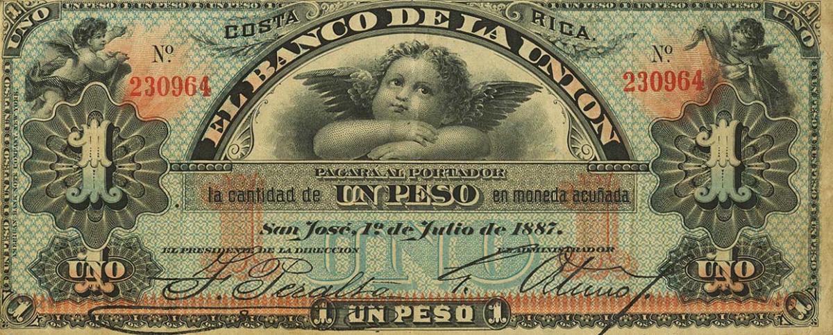 Front of Costa Rica pS221a: 1 Peso from 1886