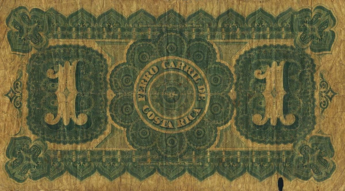 Back of Costa Rica pS234: 1 Peso from 1872