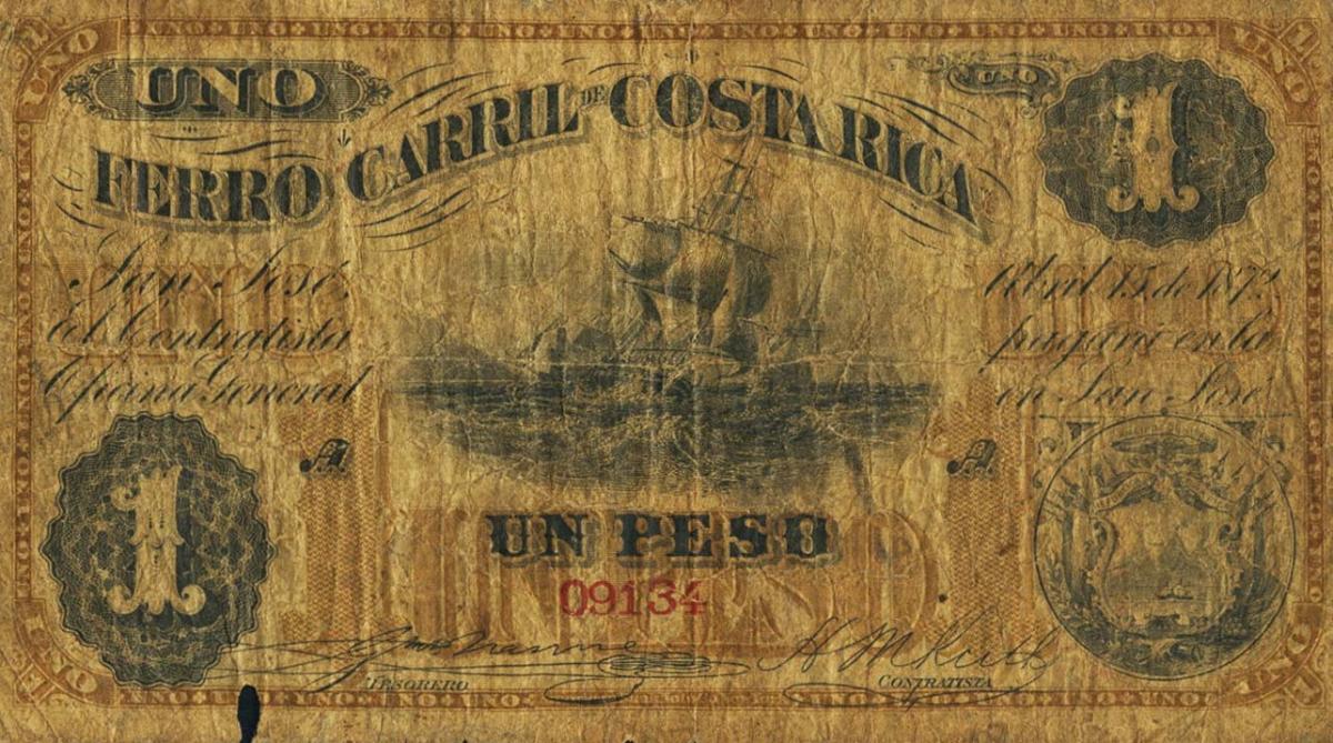 Front of Costa Rica pS234: 1 Peso from 1872