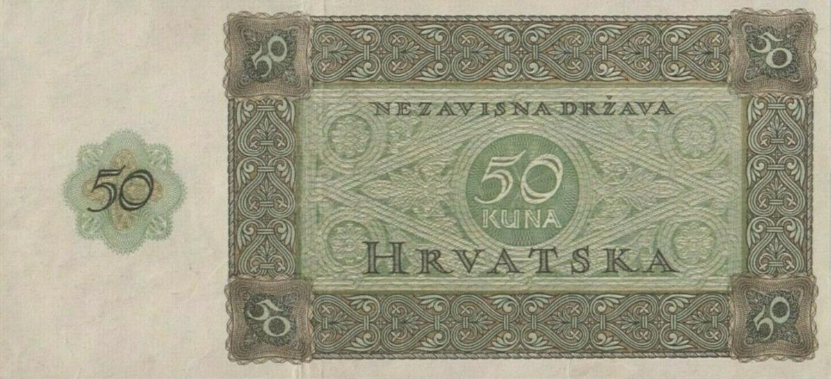 Back of Croatia p10a: 50 Kuna from 1944