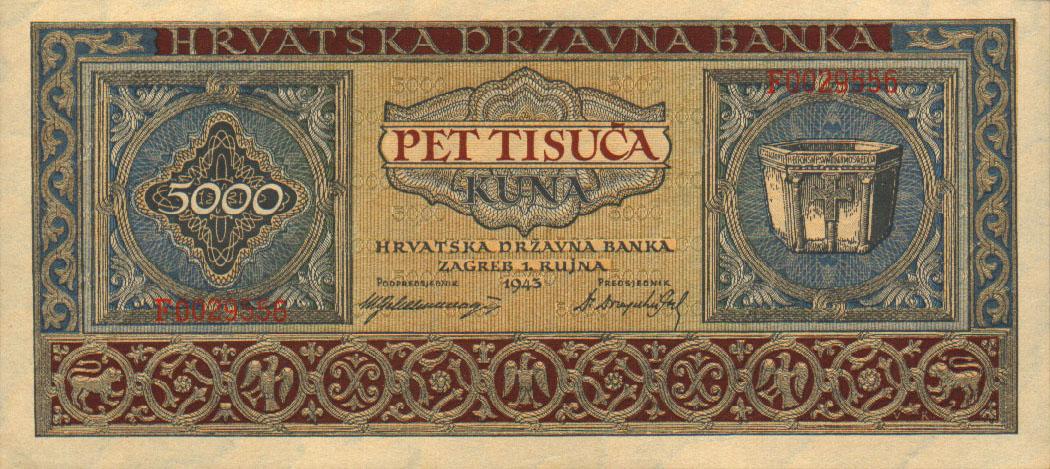 Front of Croatia p13a: 5000 Kuna from 1943