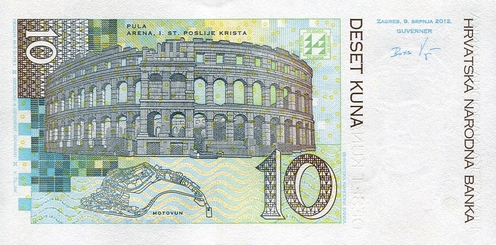Back of Croatia p38b: 10 Kuna from 2012