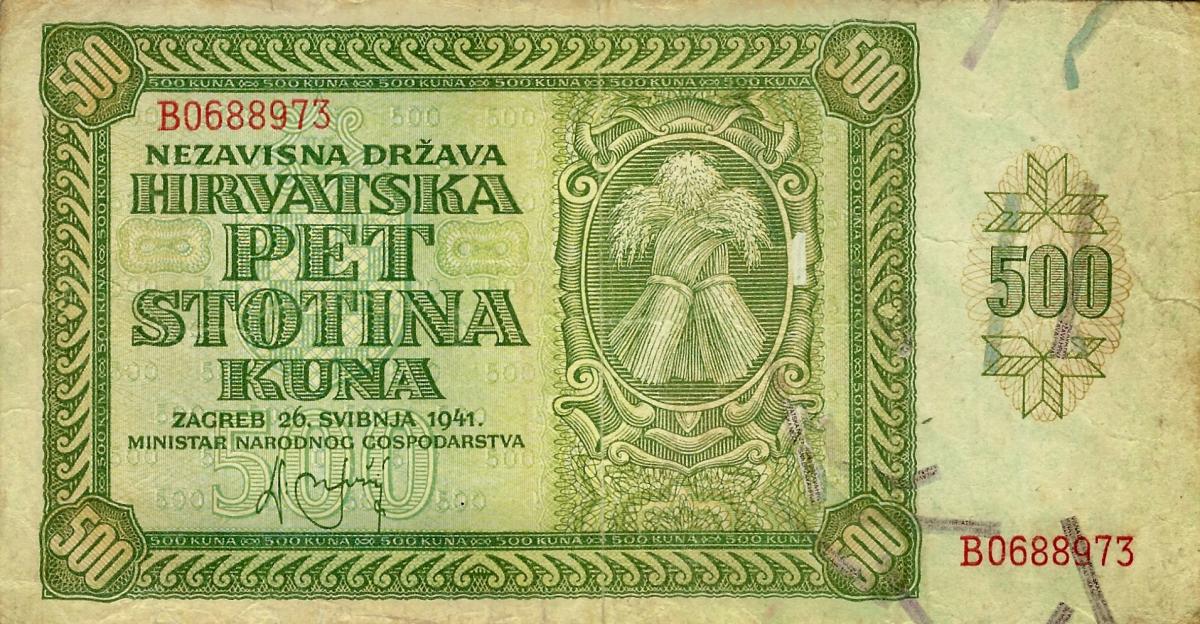 Front of Croatia p3a: 500 Kuna from 1941