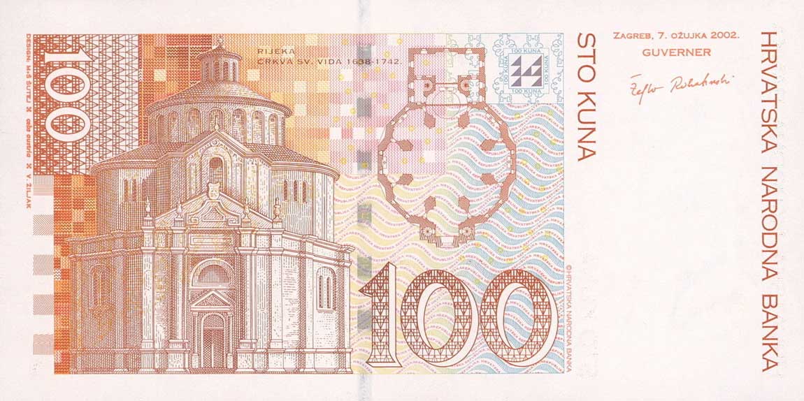 Back of Croatia p41r: 100 Kuna from 2002