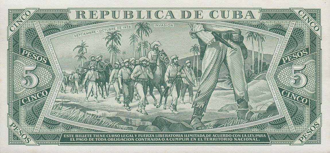 Back of Cuba p103a: 5 Pesos from 1967