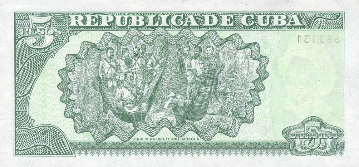 Back of Cuba p116k: 5 Pesos from 2009