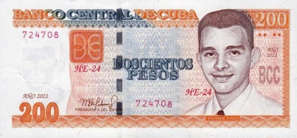 Front of Cuba p130c: 200 Pesos from 2021