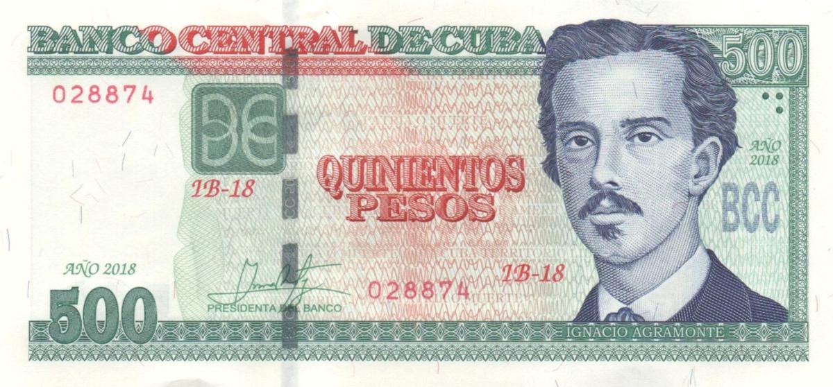 Front of Cuba p131b: 500 Pesos from 2018