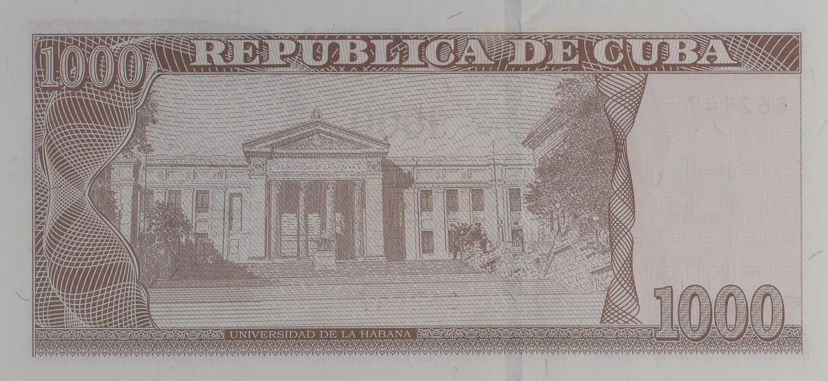 Back of Cuba p132a: 1000 Pesos from 2010