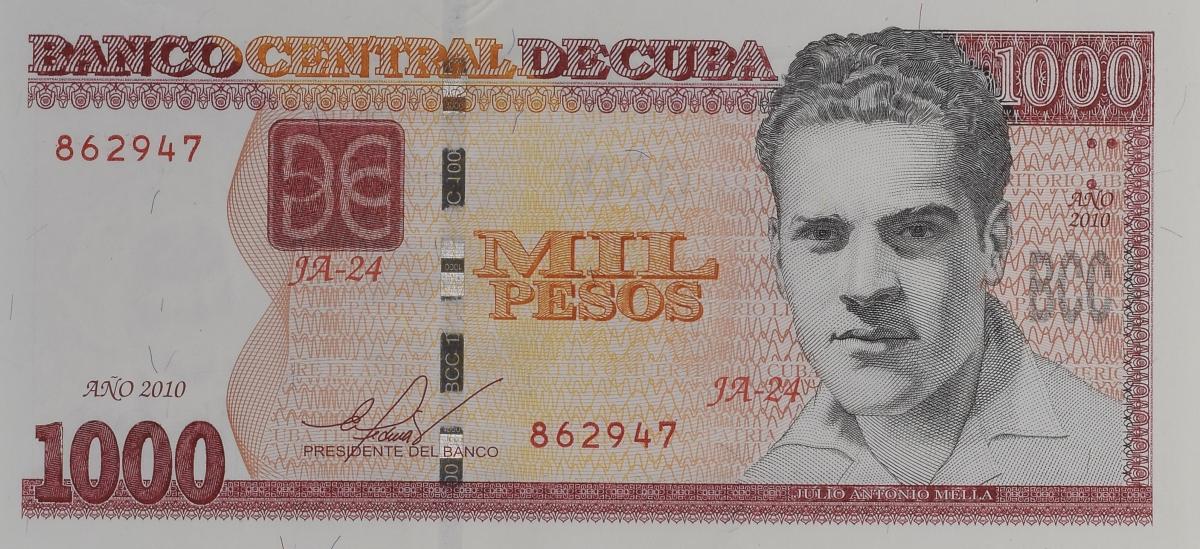 Front of Cuba p132a: 1000 Pesos from 2010