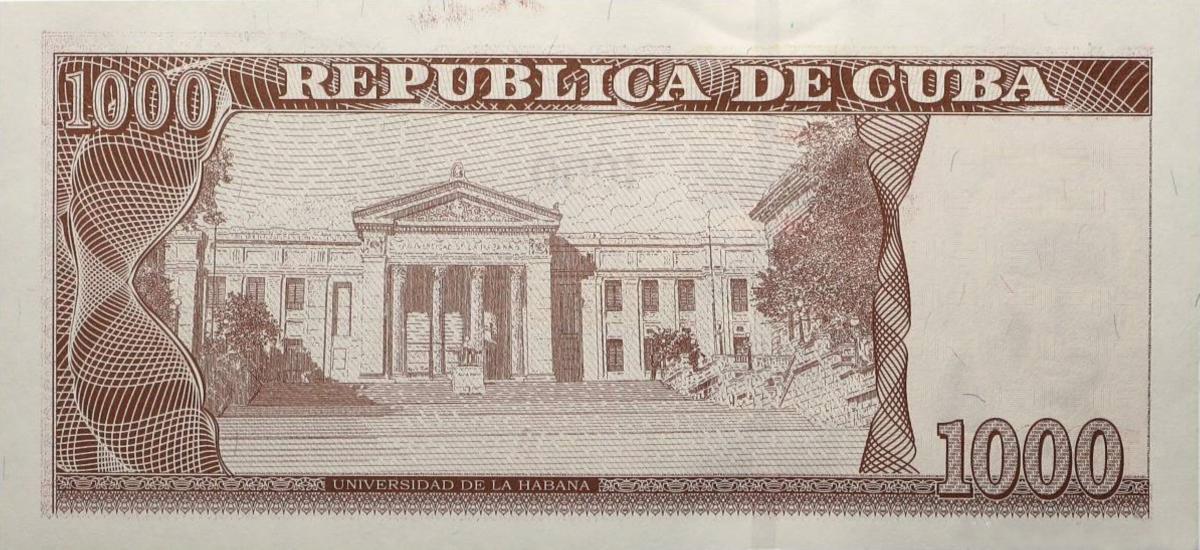 Back of Cuba p132b: 1000 Pesos from 2021