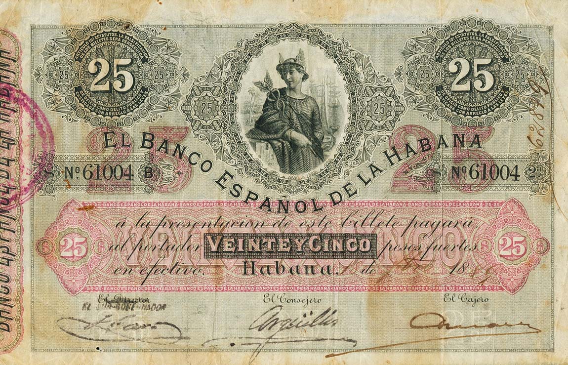 Front of Cuba p21: 25 Pesos from 1872