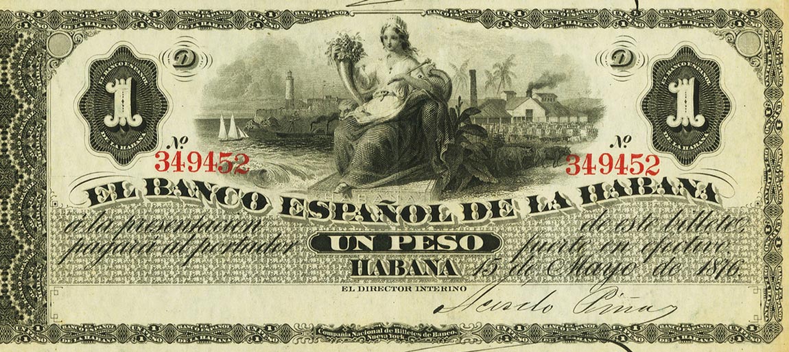 Front of Cuba p27c: 1 Peso from 1876