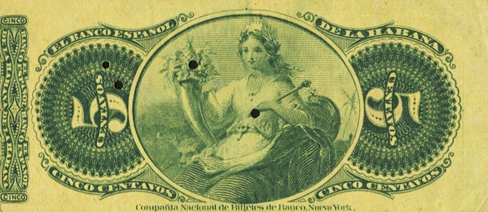Back of Cuba p29b: 5 Centavos from 1876
