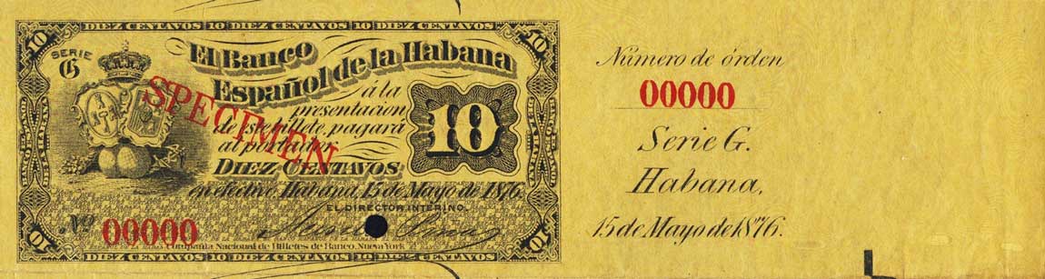 Front of Cuba p30s1: 10 Centavos from 1876
