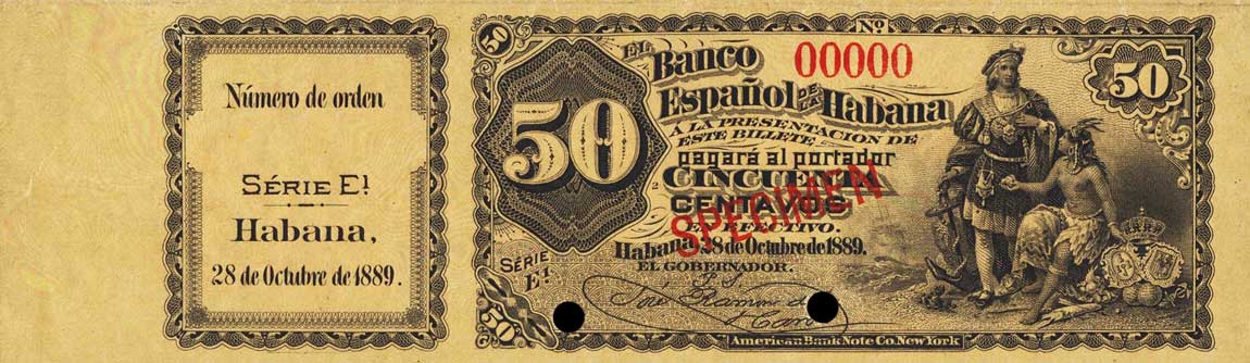 Front of Cuba p33s: 50 Centavos from 1889