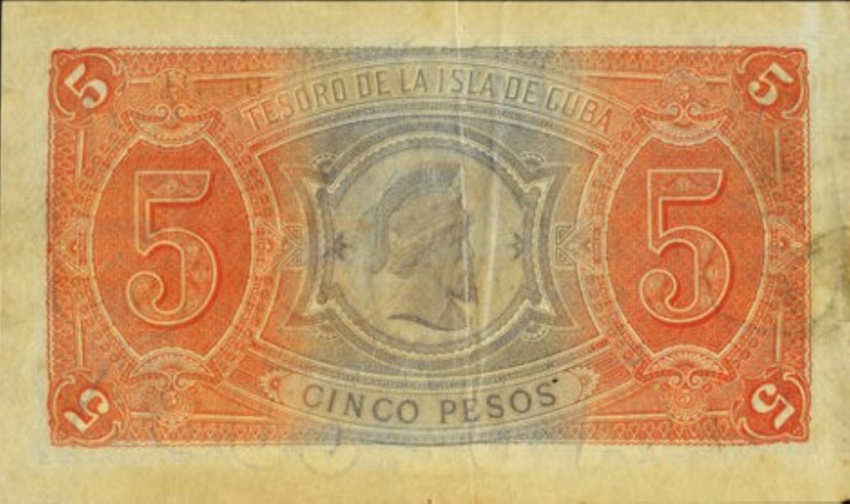 Back of Cuba p39a: 5 Pesos from 1891