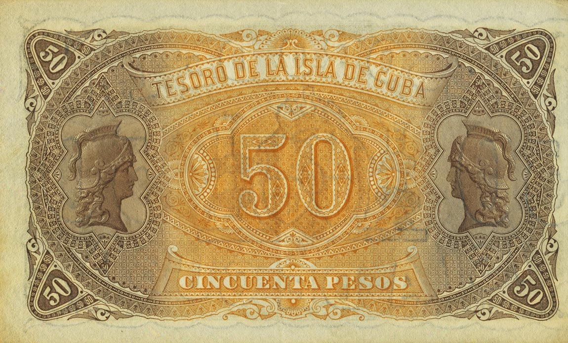 Back of Cuba p42b: 50 Pesos from 1891