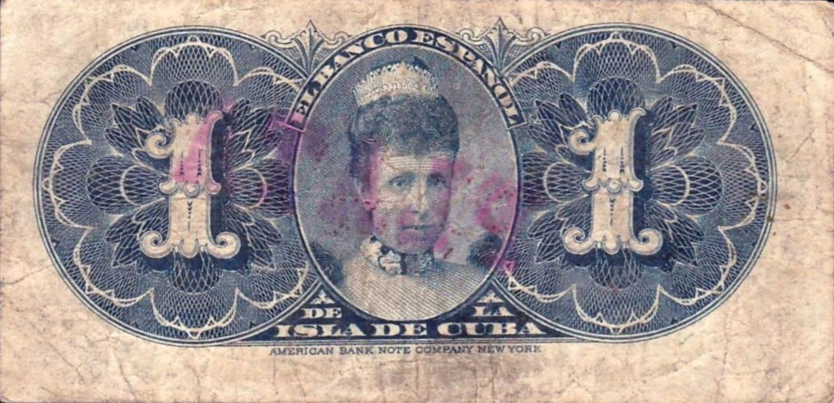 Back of Cuba p47b: 1 Peso from 1896