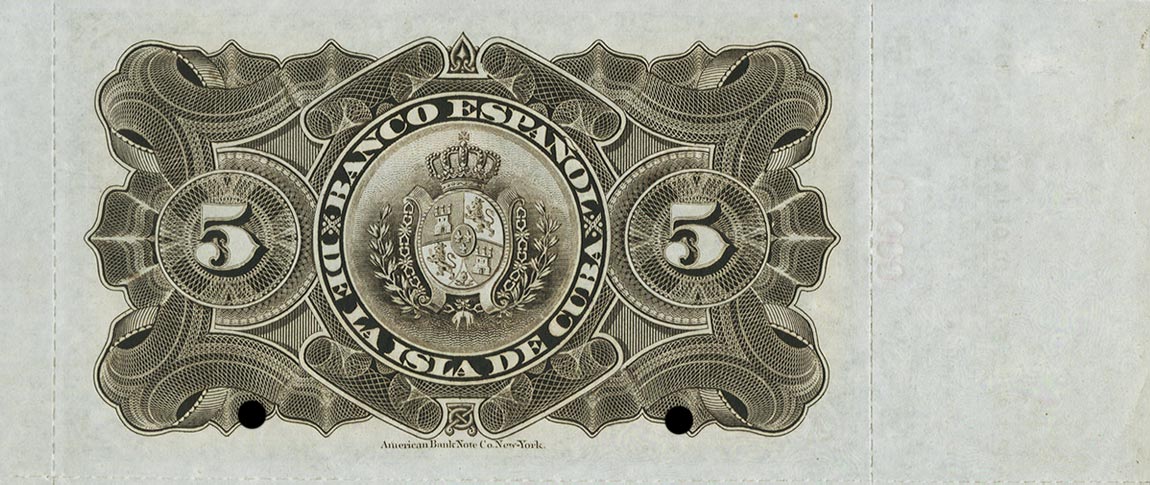 Back of Cuba p48s: 5 Pesos from 1896