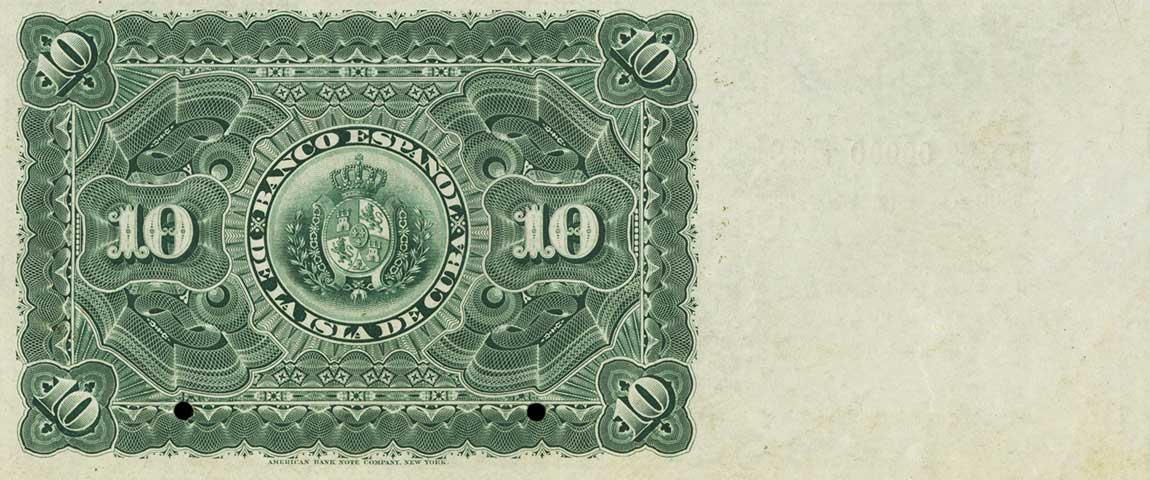 Back of Cuba p49s: 10 Pesos from 1896