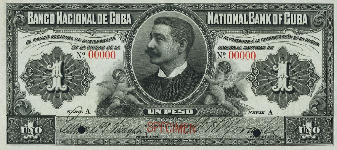 Front of Cuba p65s: 1 Peso from 1905