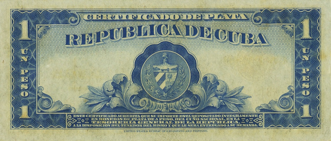 Back of Cuba p69d: 1 Peso from 1938
