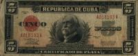 p70d from Cuba: 5 Pesos from 1938