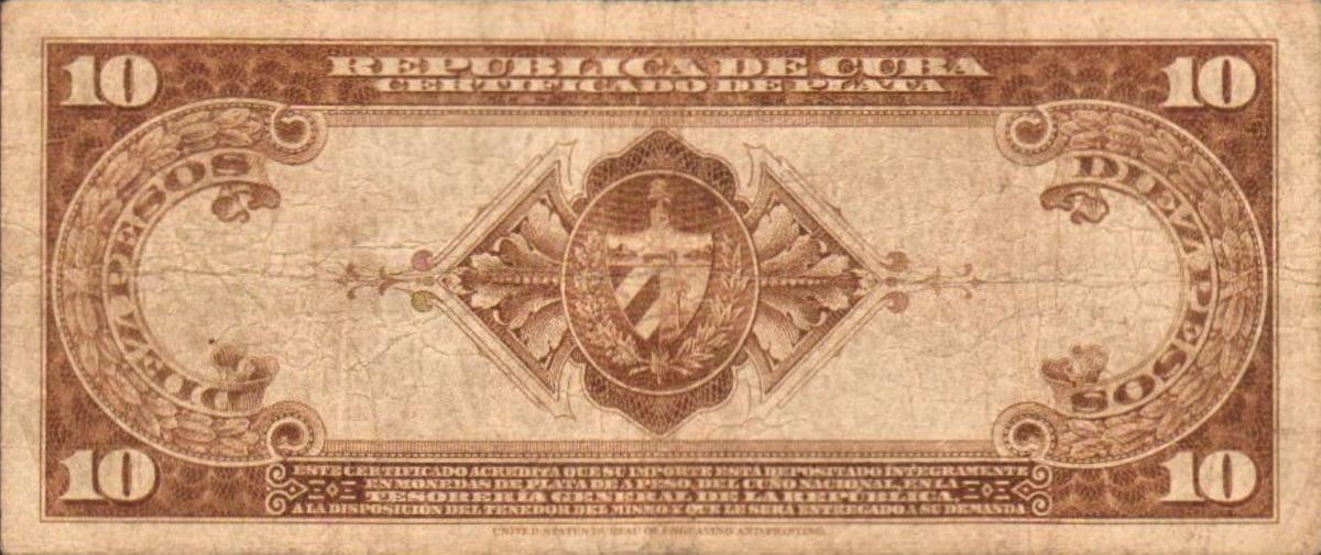 Back of Cuba p71c: 10 Pesos from 1936