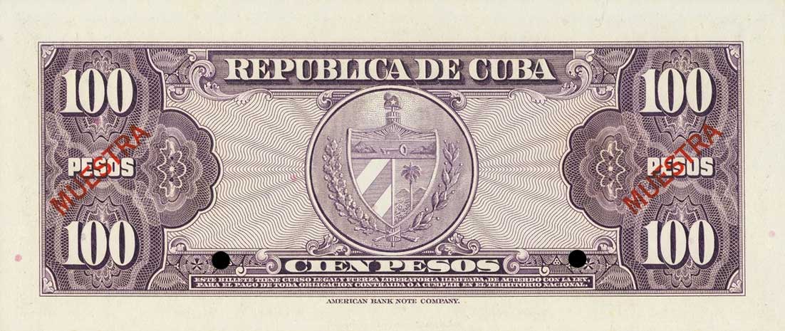 Back of Cuba p82s3: 100 Pesos from 1958