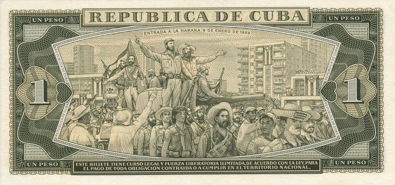 Back of Cuba p94s: 1 Peso from 1961