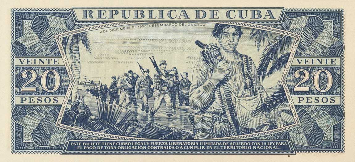 Back of Cuba p97x: 20 Pesos from 1961