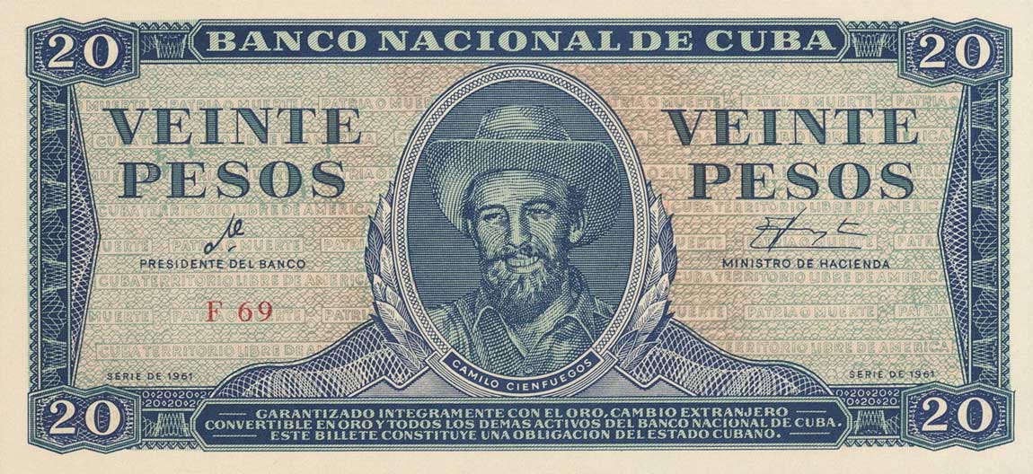 Front of Cuba p97x: 20 Pesos from 1961