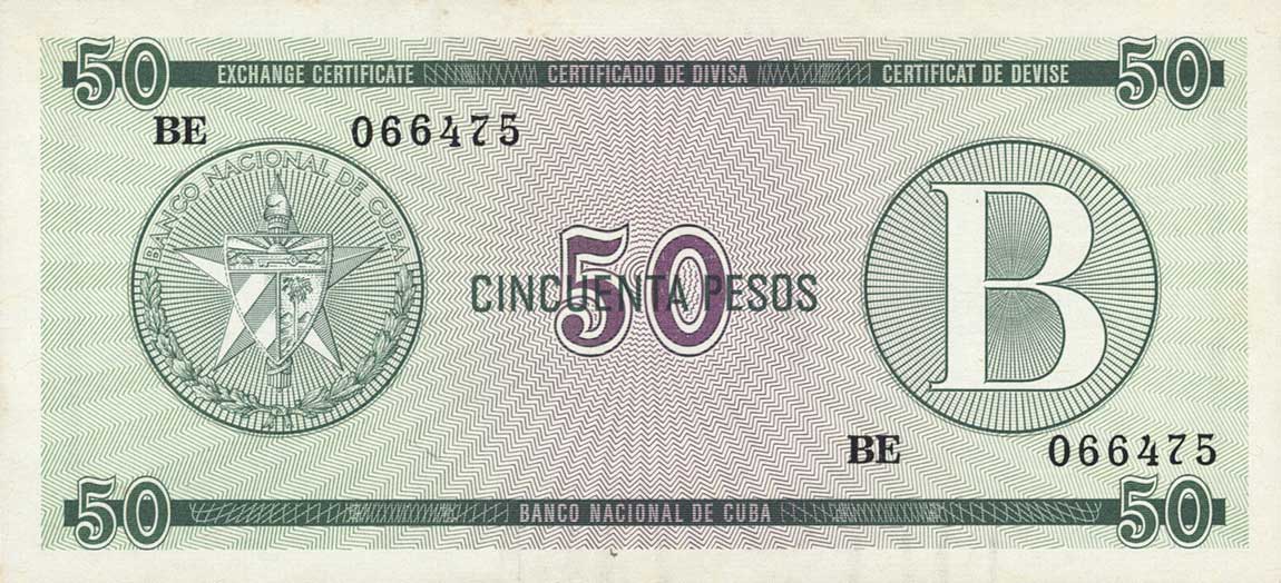 Front of Cuba pFX10: 50 Pesos from 1985
