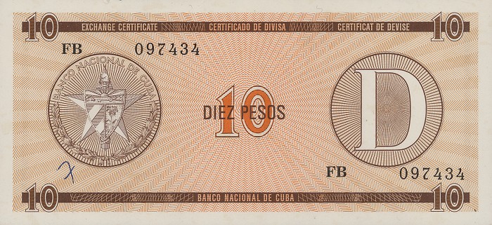 Front of Cuba pFX35: 10 Pesos from 1990