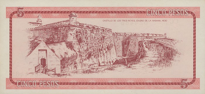 Back of Cuba pFX3: 5 Pesos from 1985