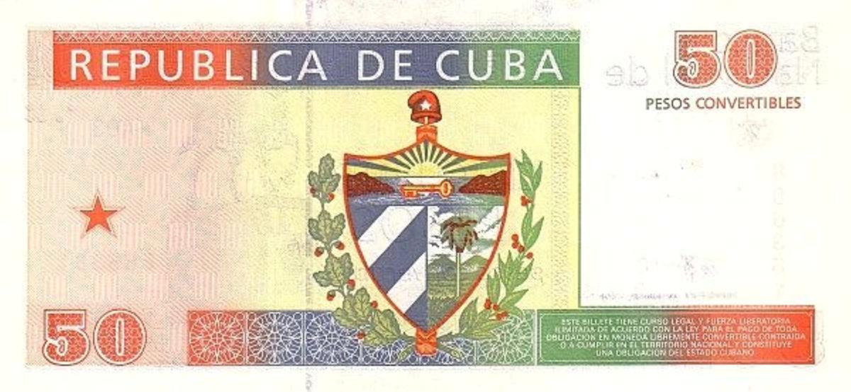 Back of Cuba pFX42: 50 Peso Convertible from 1994