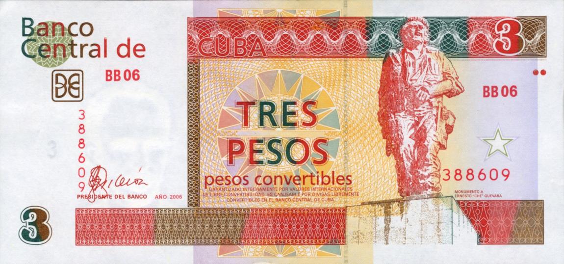 Front of Cuba pFX47: 3 Pesos Convertibles from 2006