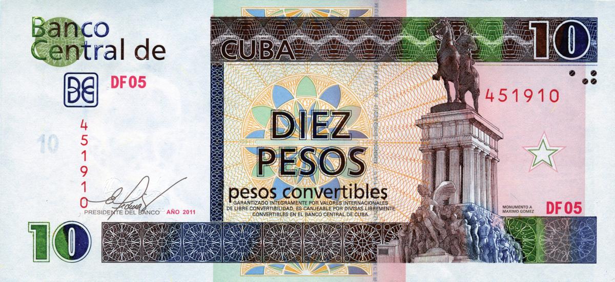 Front of Cuba pFX49b: 10 Pesos Convertibles from 2011