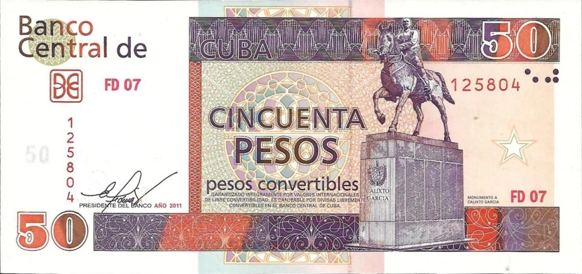 Front of Cuba pFX51b: 50 Pesos Convertibles from 2011