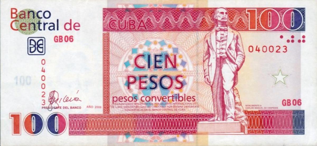 Front of Cuba pFX52: 100 Pesos Convertibles from 2006