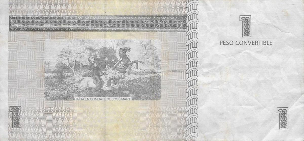 Back of Cuba pFX53: 1 Peso Convertible from 2013