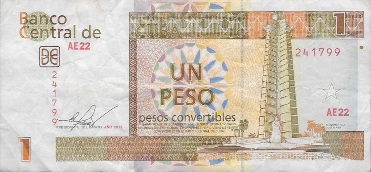Front of Cuba pFX53: 1 Peso Convertible from 2013